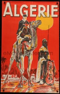 1d128 ALGERIE 25x39 French travel poster 1950s Algerian natives, one of which is riding a camel!