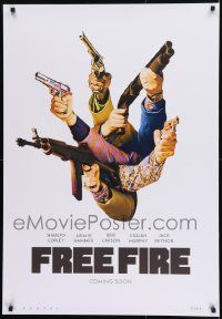 1f068 FREE FIRE teaser Canadian 1sh 2016 Copley, Hammer, wild image of disembodied arms and guns!