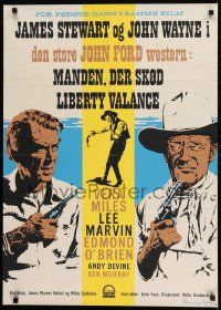 1f520 MAN WHO SHOT LIBERTY VALANCE Danish 1963 art of John Wayne & James Stewart by Nyborg, Ford