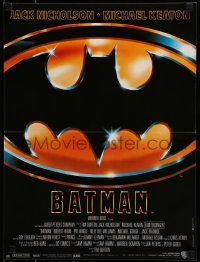 1f079 BATMAN French 16x21 1989 directed by Tim Burton, Nicholson, Keaton, cool image of Bat logo!