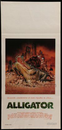 1f157 ALLIGATOR Italian locandina 1980 cool different artwork of twisted alligator by J. Lamb!