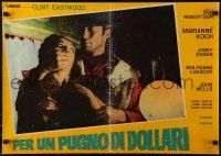 1f155 FISTFUL OF DOLLARS Italian 19x27 pbusta 1964 c/u of Clint Eastwood silencing Margarita Lozano!