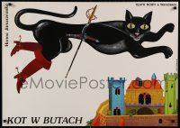 1f691 KOT W BUTACH stage play Polish 26x37 1982 artwork of swashbuckler cat by Marcin Stajewski!