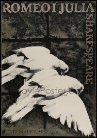 1f707 ROMEO & JULIET stage play Polish 26x37 1981 art of two dead birds by Roslaw Szaybo