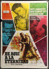 1f099 FROM HERE TO ETERNITY Spanish R1960s Burt Lancaster, Kerr, Sinatra & Clift, art by Mac!
