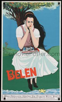 1f030 BELEN 18x31 Puerto Rican movie poster 1977 sad girl under a tree by Eduardo Vera Cortes!