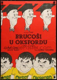 1f327 CHUMP AT OXFORD Yugoslavian 19x27 1960s great art of Laurel & Hardy in college!