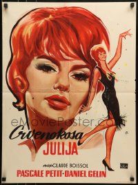 1f345 JULIE THE REDHEAD Yugoslavian 19x26 1963 Julie La Rousse, art of sexiest Pascale Petit!