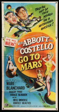 1g632 ABBOTT & COSTELLO GO TO MARS 3sh 1953 art of wacky astronauts Bud & Lou in outer space!
