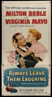 1g640 ALWAYS LEAVE THEM LAUGHING 3sh 1949 great romantic image of Milton Berle & Virginia Mayo!