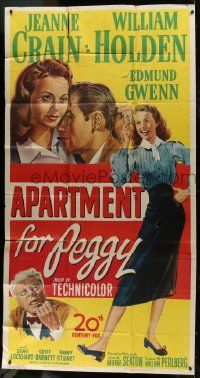 1g644 APARTMENT FOR PEGGY 3sh 1948 art of pretty Jeanne Crain, William Holden & Edmund Gwenn!