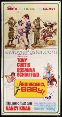 1g646 ARRIVEDERCI, BABY 3sh 1966 Tony Curtis, Rosanna Schiaffino, great wacky Jack Davis art!