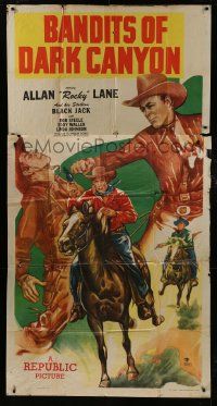 1g650 BANDITS OF DARK CANYON 3sh 1948 cool art of Allan Rocky Lane and his stallion Black Jack!