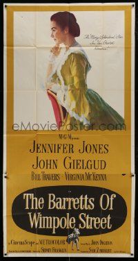 1g654 BARRETTS OF WIMPOLE STREET 3sh 1957 art of pretty Jennifer Jones as Elizabeth Browning!