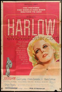 1g018 HARLOW 40x60 1965 great artwork of Carol Lynley as The Blonde Bombshell!