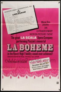 1g019 LA BOHEME 40x60 1965 the great La Scala Opera Company in Puccini's immortal show!