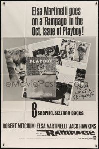 1g021 RAMPAGE 40x60 1963 Elsa Martinelli goes on a Rampage in October issue of Playboy magazine!
