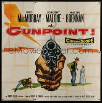1g115 AT GUNPOINT 6sh 1955 Fred MacMurray, really cool huge artwork image of smoking gun!