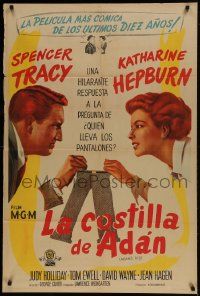 1g415 ADAM'S RIB Argentinean 1952 Spencer Tracy & Katharine Hepburn argue over who wears the pants!