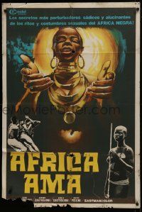 1g416 AFRICA UNCENSORED Argentinean 1972 Africa ama, great artwork from Italian mondo documentary!