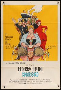 1g419 AMARCORD Argentinean 1974 Federico Fellini classic comedy, great art by Giuliano Geleng!