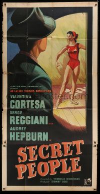 1g041 SECRET PEOPLE English 3sh 1952 introducing Audrey Hepburn, who is prominently pictured, rare!