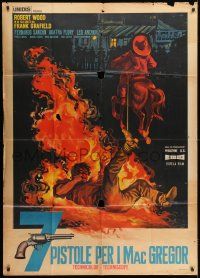 1g185 7 GUNS FOR THE MACGREGORS Italian 1p R1966 different spaghetti western art of man burned alive