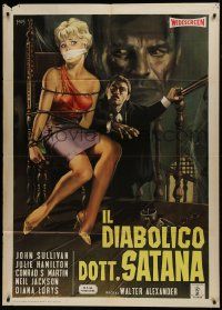 1g192 AWFUL DR. ORLOFF Italian 1p 1963 Jess Franco horror, Mos art of bound blonde & creepy guy!