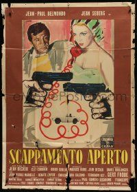 1g194 BACKFIRE Italian 1p 1964 Jean Seberg, Jean-Paul Belmondo, different art by Ercole Brini!