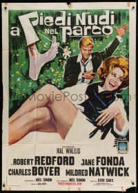 1g196 BAREFOOT IN THE PARK Italian 1p 1967 different Brini art of Robert Redford & sexy Jane Fonda!