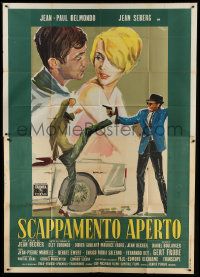 1g054 BACKFIRE Italian 2p 1964 cool different Brini art of Jean Seberg & Jean-Paul Belmondo!