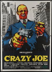 1g060 CRAZY JOE Italian 2p 1974 different Casaro art of Peter Boyle as mafioso Joey Gallo!