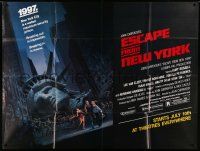 1g010 ESCAPE FROM NEW YORK subway poster 1981 Carpenter, art of decapitated Lady Liberty by Jackson!
