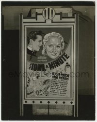 1h042 $1,000 A MINUTE candid 8x10.25 still 1935 c/u of the one-sheet in a deco theater display!