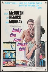 1j083 BABY THE RAIN MUST FALL 1sh 1965 bad boy Steve McQueen is no damn good for Lee Remick!