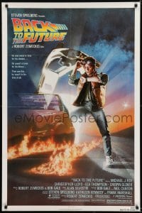 1j084 BACK TO THE FUTURE NSS style 1sh 1985 art of Michael J. Fox & Delorean by Drew Struzan!