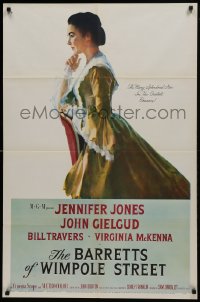 1j095 BARRETTS OF WIMPOLE STREET 1sh 1957 art of pretty Jennifer Jones as Elizabeth Browning!