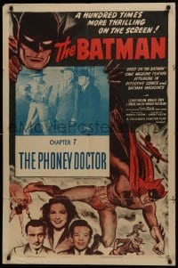 1j097 BATMAN chapter 7 1sh R1954 cool art of The Caped Crusader, The Phony Doctor!