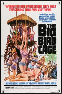 1j118 BIG BIRD CAGE 1sh 1972 Pam Grier, Roger Corman, classic chained women art by Joe Smith!
