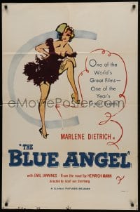 1j141 BLUE ANGEL 1sh R1960s Josef von Sternberg, Emil Jannings, different art of Marlene Dietrich!