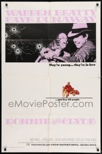 1j148 BONNIE & CLYDE 1sh 1967 notorious crime duo Warren Beatty & Faye Dunaway, Arthur Penn!