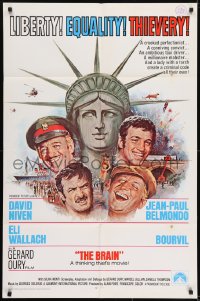 1j152 BRAIN int'l 1sh 1969 David Niven, Jean-Paul Belmondo, Eli Wallach, Bourvil, Le Cerveau!