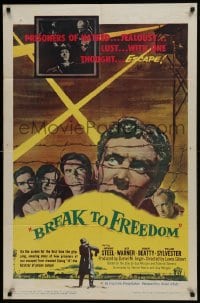 1j154 BREAK TO FREEDOM 1sh 1955 Anthony Steel, Jack Warner, World War II prison escape!