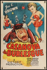 1j185 CASANOVA IN BURLESQUE 1sh 1944 wacky artwork of comic Joe E. Brown & solo Dale Evans!