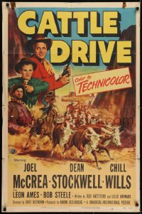1j188 CATTLE DRIVE 1sh 1951 Joel McCrea & Dean Stockwell in New Mexico!