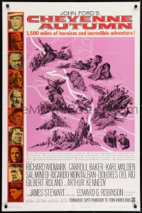 1j196 CHEYENNE AUTUMN 1sh 1964 directed by John Ford, portraits ot top stars + cool Rehberger art!