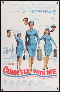 1j214 COME FLY WITH ME 1sh 1963 sexy airline hostesses daydreaming of men!
