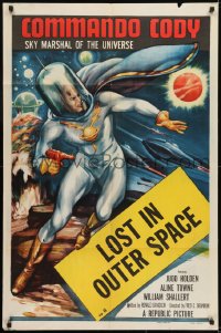 1j216 COMMANDO CODY chapter 11 1sh 1953 Sky Marshal of the Universe, cool art, Lost in Outer Space!