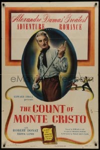 1j226 COUNT OF MONTE CRISTO 1sh R1948 cool image of Robert Donat as Edmond Dantes!