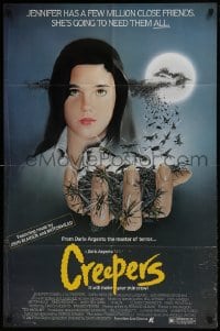 1j230 CREEPERS 1sh 1985 Dario Argento, cool art of Jennifer Connelly with bugs in hand!